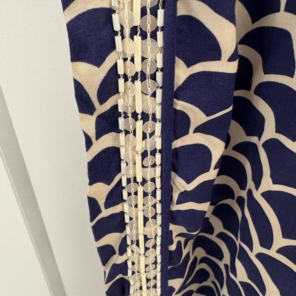 Anthropologie Beaded Joggers in Blue Scallop Motif Size XS - Picture 8 of 16